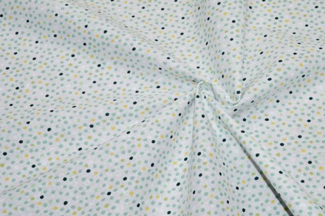 Vendita on line tessuto cotone bollini verde acqua - cotoni fantasie cucito creativo