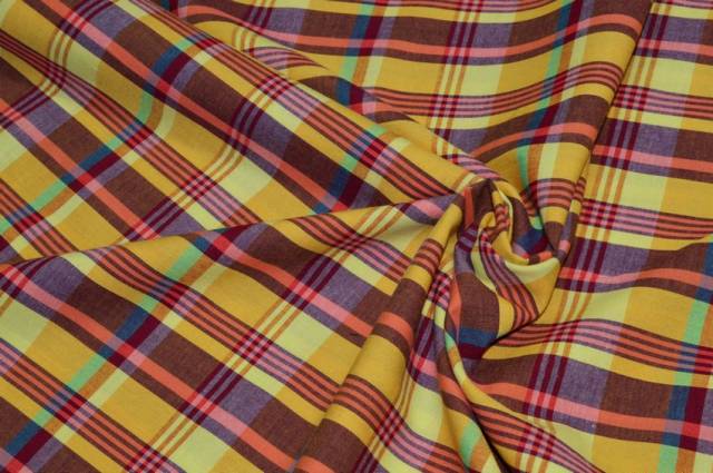 Vendita on line tessuto cotone camiceria scozzese giallo - tessuti abbigliamento camiceria