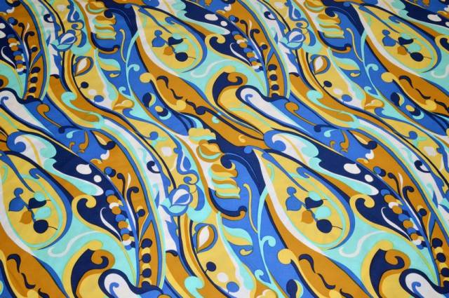Vendita on line tessuto cotone streatch fantasia multicolor azzurra - tessuti abbigliamento
