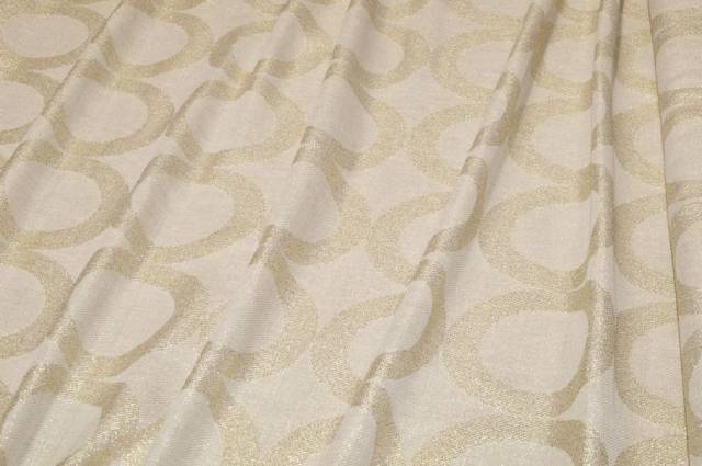 Vendita on line tessuto fantasia cerchio con filo lurex oro - ispirazioni tessuti natalizi