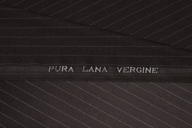Vendita on line tessuto pura lana charmelaine gessato marrone - tessuti abbigliamento lana gessati