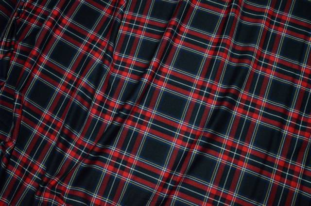 Vendita on line tessuto tartan rosso fondo nero - tessuti abbigliamento