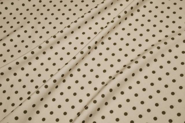 Vendita on line tessuto crepe elasticizzato fondo beige chiaro bollo verde - tessuti abbigliamento poliestere 