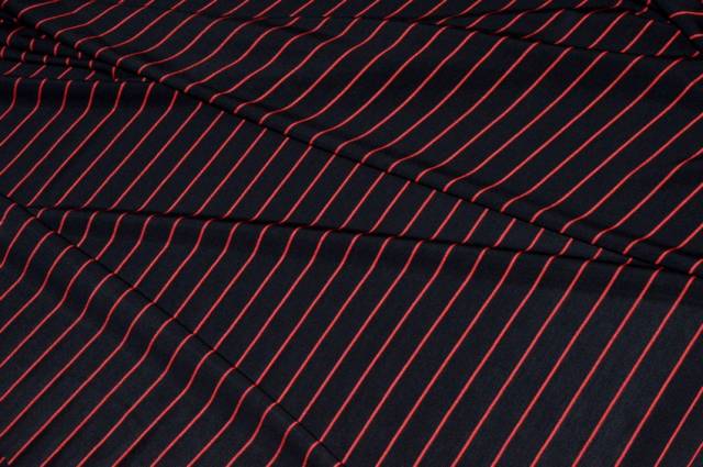 Vendita on line tessuto maglina viscosa bi-elastica fondo nero riga rossa - tessuti abbigliamento viscosa