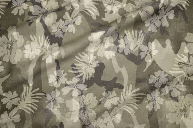 Vendita on line tessuto gabardine cotone streatch fantasia floreale camouflage - tessuti abbigliamento
