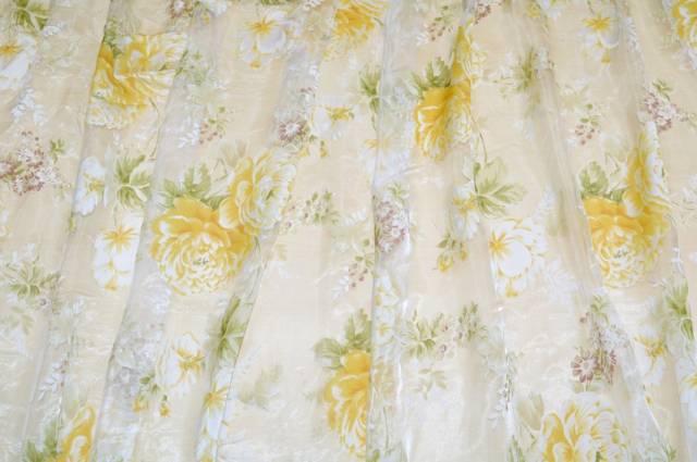 Vendita on line tessuto tenda organza floreale gialla - tessuti per in offerta