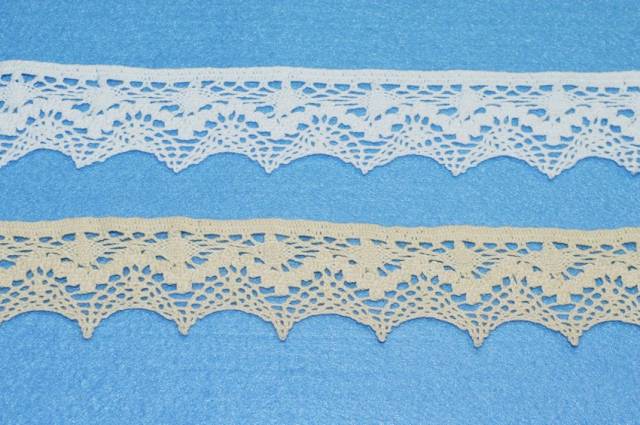 Vendita on line pizzo cotone finale punta bianco e panna altezza 4.5 cm - mercerie e accessori cucito