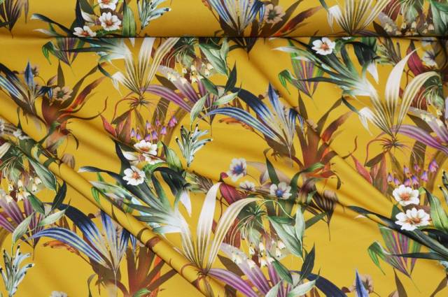 Vendita on line tessuto tovaglia raso puro cotone tropical - tessuti arredo casa fantasie