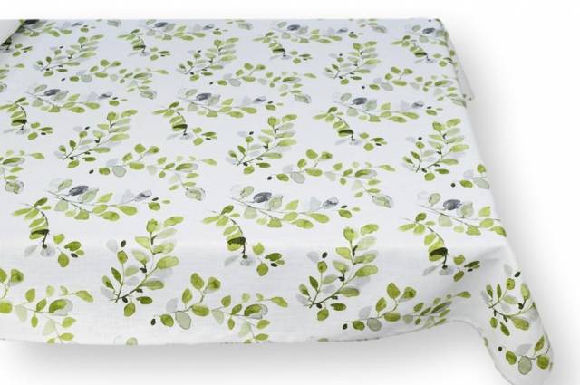 Vendita on line tessuto tovaglia puro lino fantasia foglia acacia - tessuti arredo casa per tovaglie lino