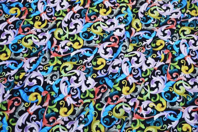 Vendita on line scampolo viscosa fantasia multicolor fondo nero - occasioni e scampoli tessuti fantasie 