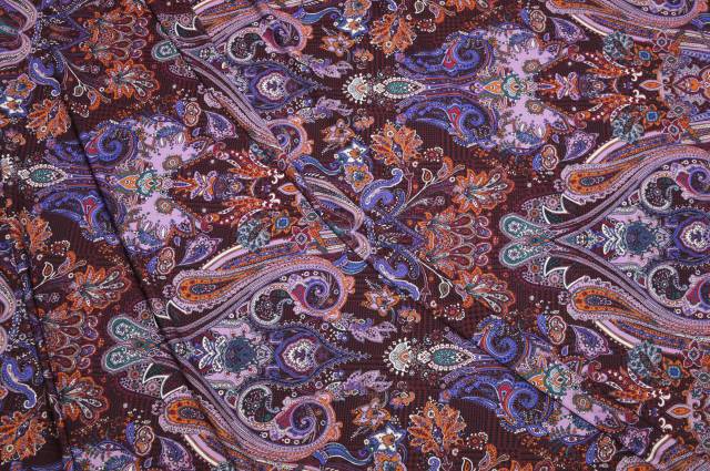 Vendita on line tessuto maglina crepe in viscosa fantasia cashmere viola - occasioni e scampoli magline di