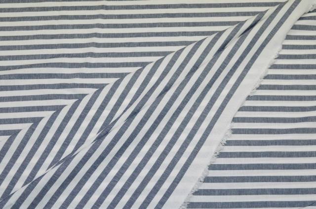 Vendita on line tessuto misto lino riga blu - tessuti abbigliamento lino