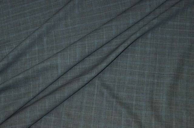 Vendita on line tessuto tasmania pura lana finestrato grigio riga azzurra - tessuti abbigliamento lana scozzesi e quadri