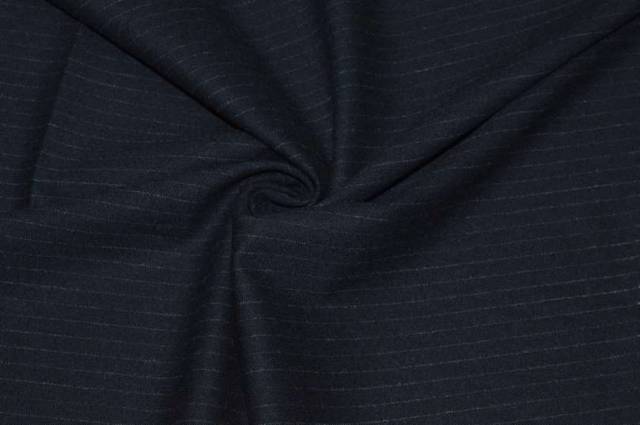 Vendita on line scampolo flanella lana streatch gessato blu scuro - tessuti abbigliamento lana gessati