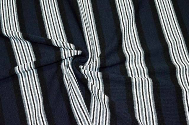 Vendita on line tessuto effetto maglia rigone blu nero - tessuti abbigliamento