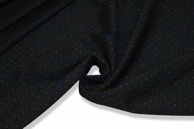Vendita on line tessuto jesrsey bielastico pois multicolor nero - tessuti abbigliamento