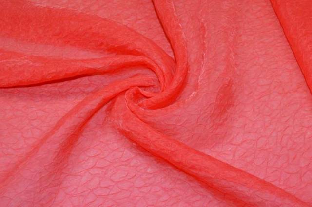 Vendita on line tessuto seta organza operata corallo - tessuti abbigliamento