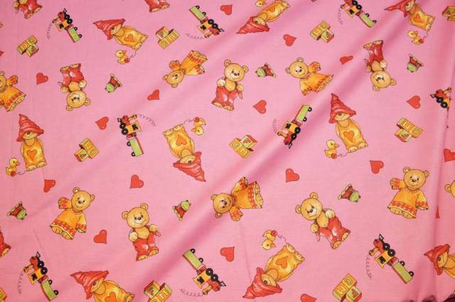 Vendita on line tessuto tela puro cotone orsetto rosa - cotoni fantasie cucito creativo