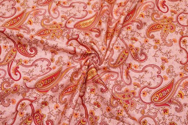 Vendita on line tessuto rasatello cotone fantasia cashmere rosa antico - cotoni