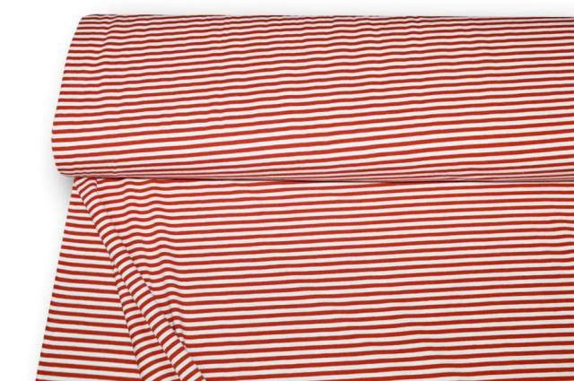 Vendita on line tessuto maglina cotone righino rosso - tessuti abbigliamento magline / jersey/tessuto in