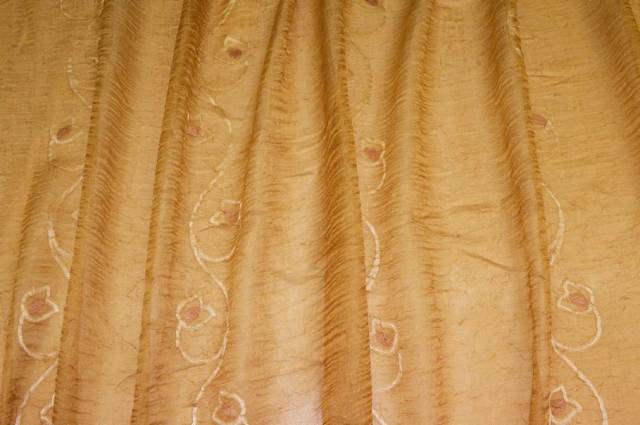Vendita on line tessuto tenda organza stropicciata oro con ricamo fill coupe - tessuti per