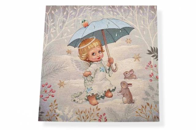 Vendita on line gobelin fantasia angelo azzurro 12923 misura cm 47x47 - ispirazioni tessuti natalizi