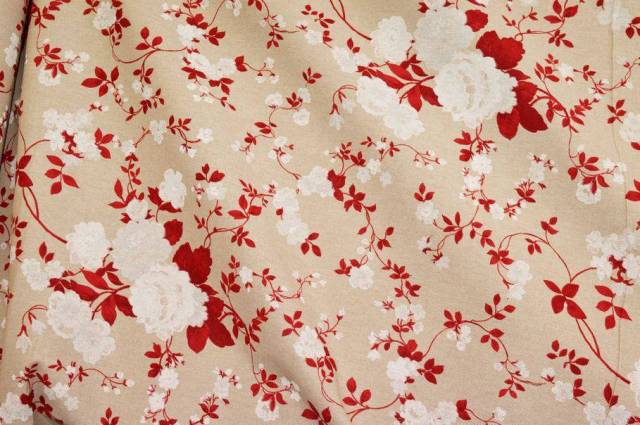 Vendita on line tessuto arredo fantasia floreale rosso - cotoni