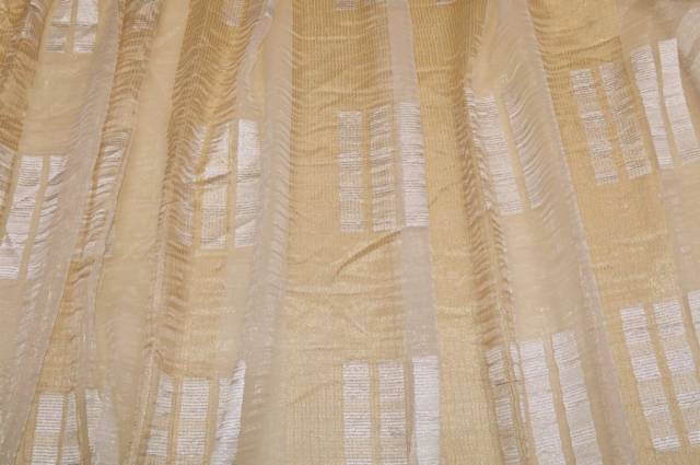 Vendita on line tessuto tenda organza panna oro lurex - tessuti per