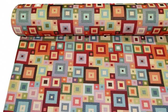 Vendita on line tessuto arredo gobelin fantasia geometrica multicolor - tessuti arredo casa gobelin a metraggio