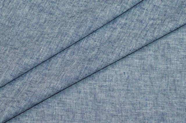 Vendita on line tessuto misto lino blu melange - tessuti abbigliamento lino