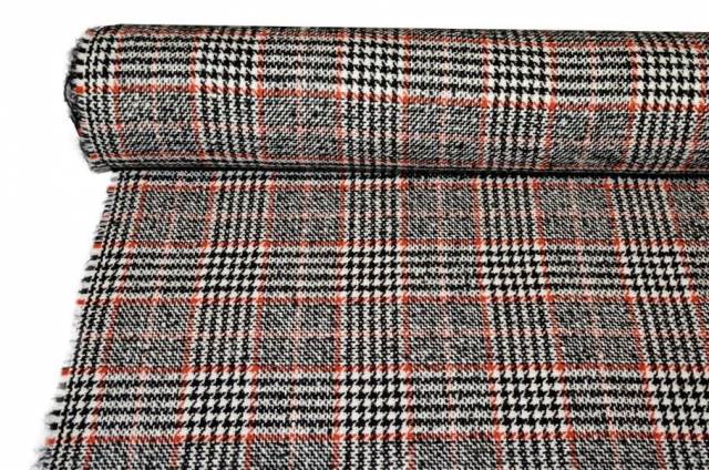 Vendita on line tessuto cappotto principe di galles riga mattone - tessuti abbigliamento scacchi e scozzesi