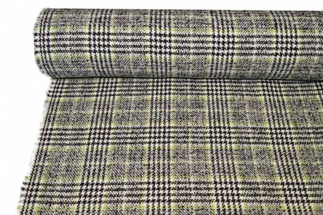 Vendita on line tessuto cappotto principe di galles riga verde mela - tessuti abbigliamento scacchi e scozzesi