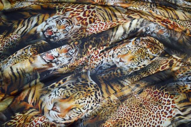 Vendita on line tessuto chiffon pura seta fantasia animalier - tessuti abbigliamento sete fantasia