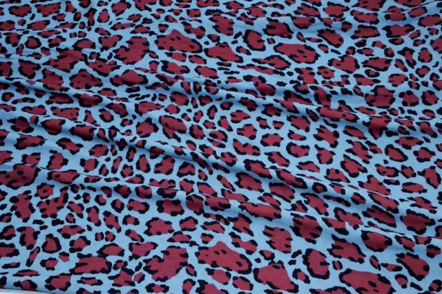 Vendita on line tessuto crepe maculato azzurro granata - tessuti abbigliamento poliestere 