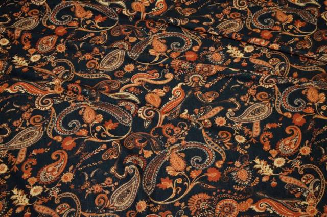 Vendita on line tessuto maglia pura lana disegno cashmere fondo nero - occasioni e scampoli magline di