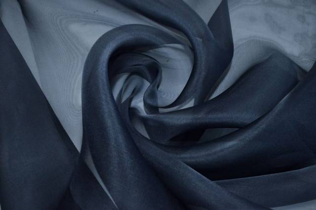 Vendita on line tessuto organza pura seta blu scuro - tessuti abbigliamento sete