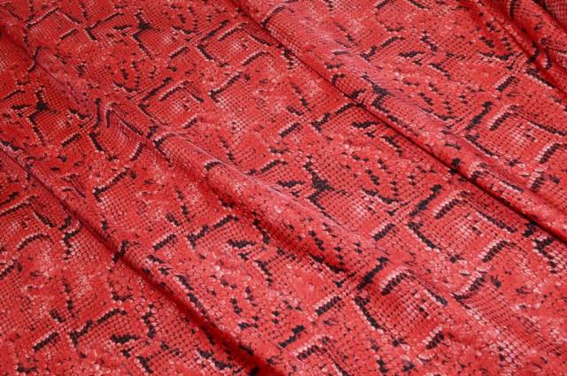 Vendita on line tessuto saglia pura seta pitonato rosso - tessuti abbigliamento sete fantasia