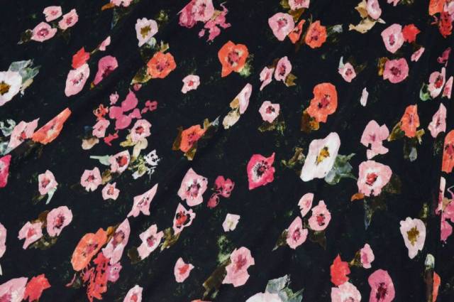 Vendita on line tessuto crepe georgette pura viscosa fiori rosa - tessuti abbigliamento viscosa fantasia