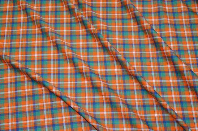 Vendita on line tessuto puro cotone camiceria scacco arancio - cotoni fantasie varie