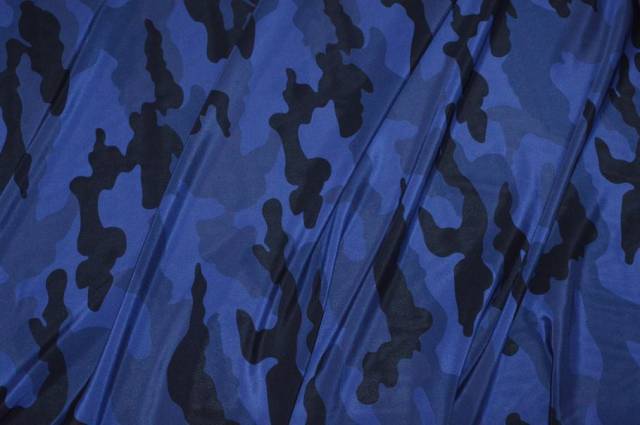 Vendita on line tessuto crepe de chine pura seta mimetico blu - tessuti abbigliamento sete fantasia