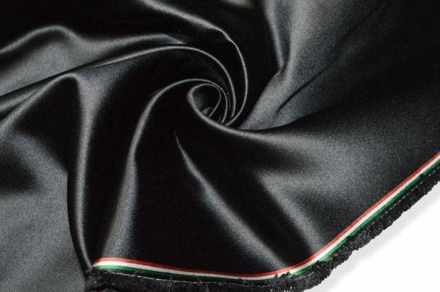 Vendita on line tessuto rasone misto seta nero made in italy - tessuti abbigliamento taffetas / rasi / shantung raso