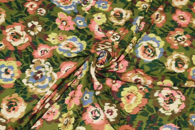 Vendita on line scampolo crepe fantasia floreale fondo verde - occasioni e scampoli tessuti