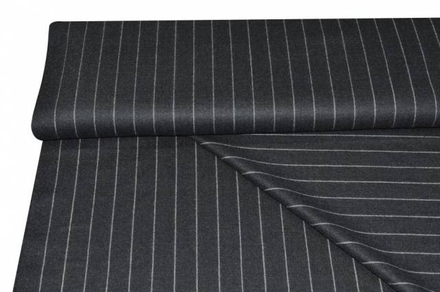 Vendita on line tessuto flanella pura lana gessato grigio scuro - tessuti abbigliamento lana flanelle
