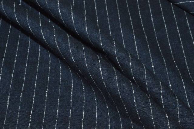 Vendita on line tessuto gessato misto lino blu - tessuti abbigliamento lino