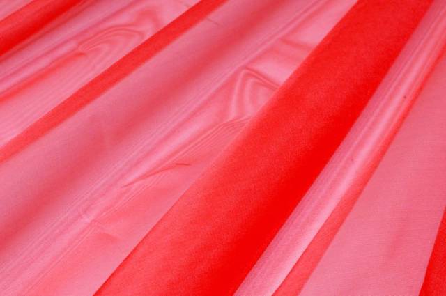Vendita on line tessuto organza pura seta corallo - tessuti abbigliamento georgette / chiffon / dèvorè