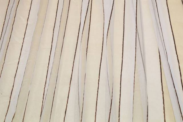 Vendita on line tessuto tenda organza righe color rame - tessuti per
