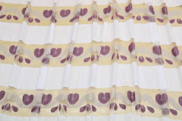 Vendita on line tessuto tenda fasce organza ricamo viola - tessuti per