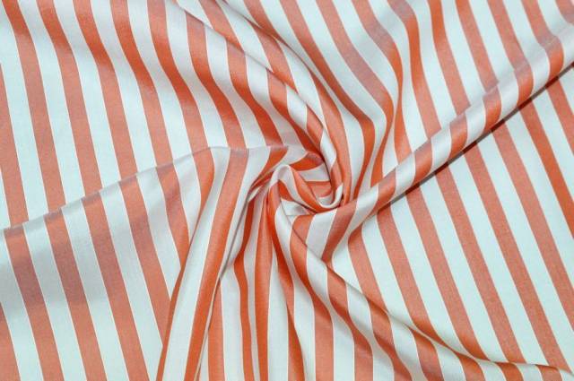 Vendita on line tessuto pura seta camiceria riga arancio - tessuti abbigliamento sete fantasia