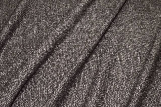 Vendita on line tessuto jersey misto lana lino spinato marrone - occasioni e scampoli