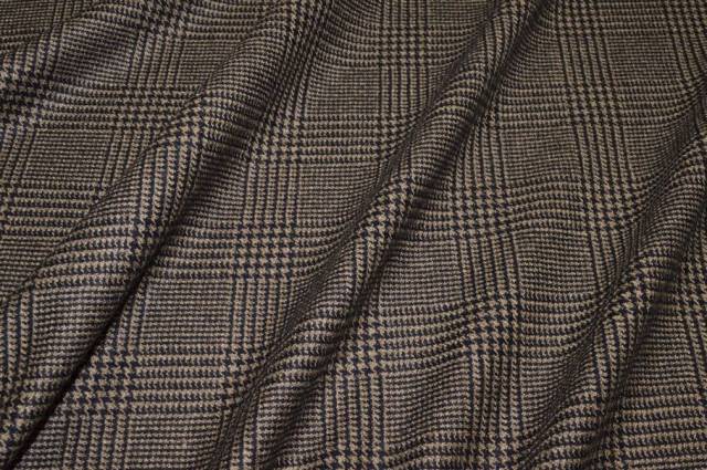 Vendita on line tessuto flanella pura lana principe di galles marrone - occasioni e scampoli